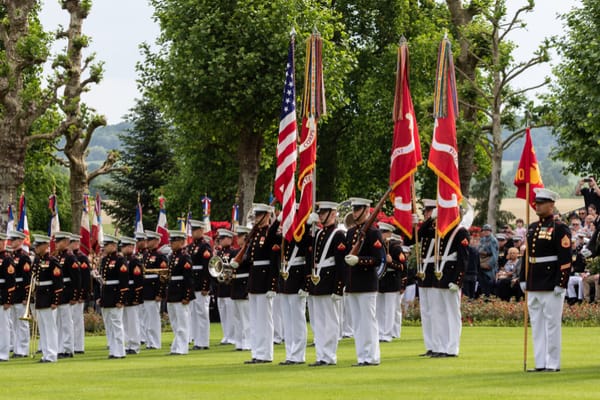 Members of the U.S. Marine Corps participated in the ceremony at Aisne-Marne American Cemetery