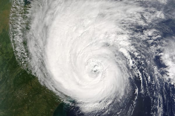 A hurricane viewed from above.